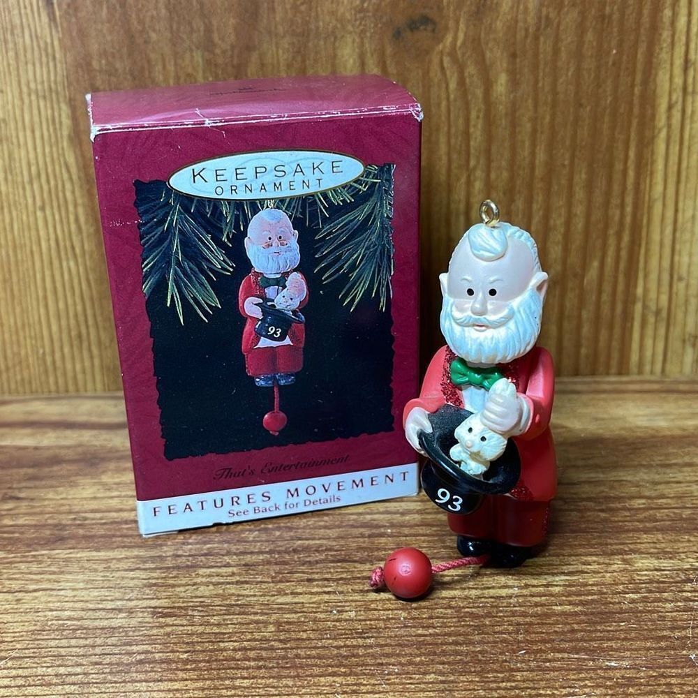 1993 Hallmark Keepsake Ornament That’s Entertainment Santa Rabbit Out‎ of Hat